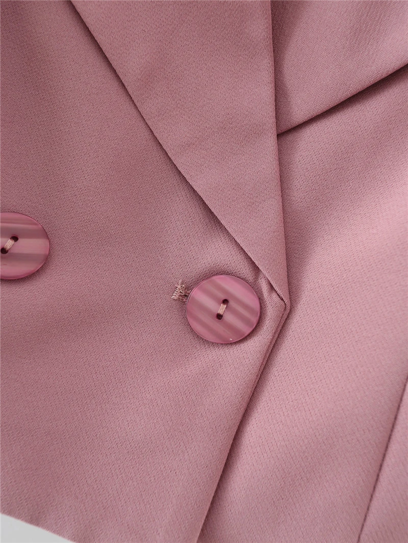 

TMODA1318 New Women Fashion Notched Collar Double Breasted Short Blazer Coat Vintage Female Business Outerwear Chic Crop Tops