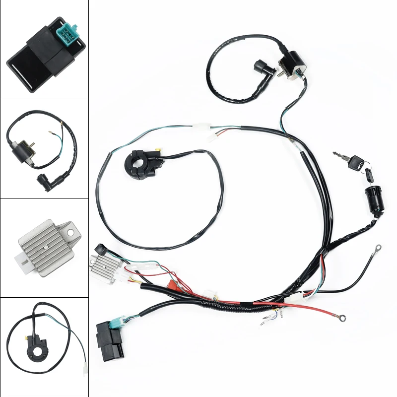 

Electrical Ignition System 1Set Full Complete Electrics Wiring Harness 110cc 125cc Spark Plug CDI Motorcycle Switch Motocross