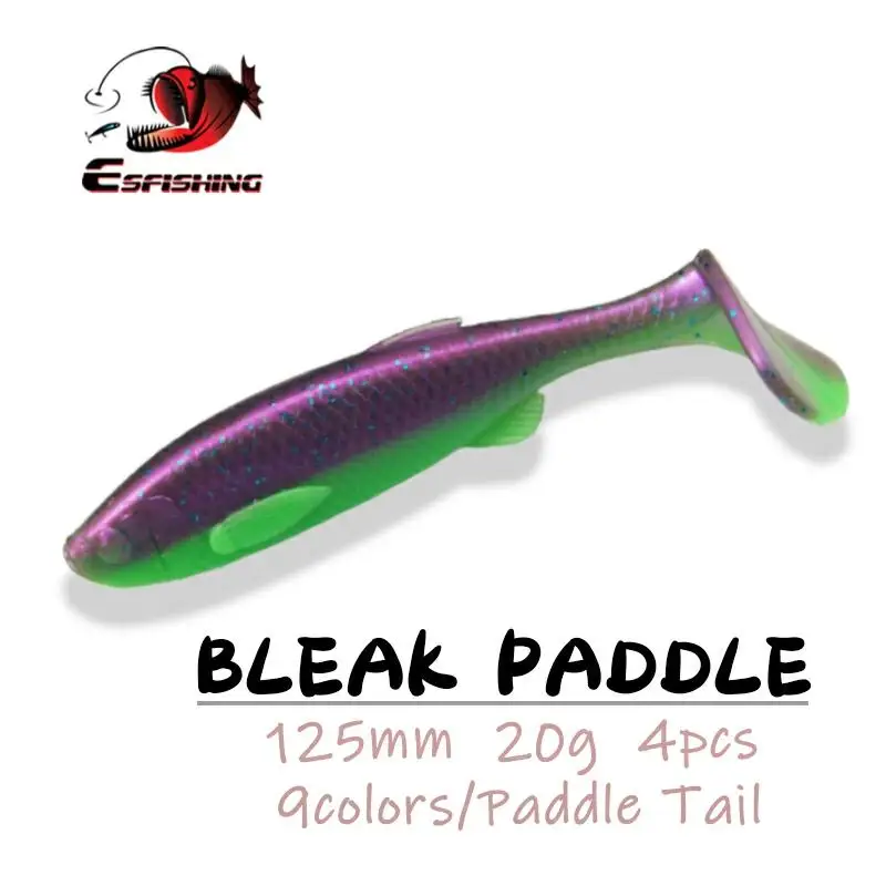 ESFISHING новая Мягкая приманка Shad Bleak Paddle Tail 125 мм 20 г 4 шт. искусственная для ловли