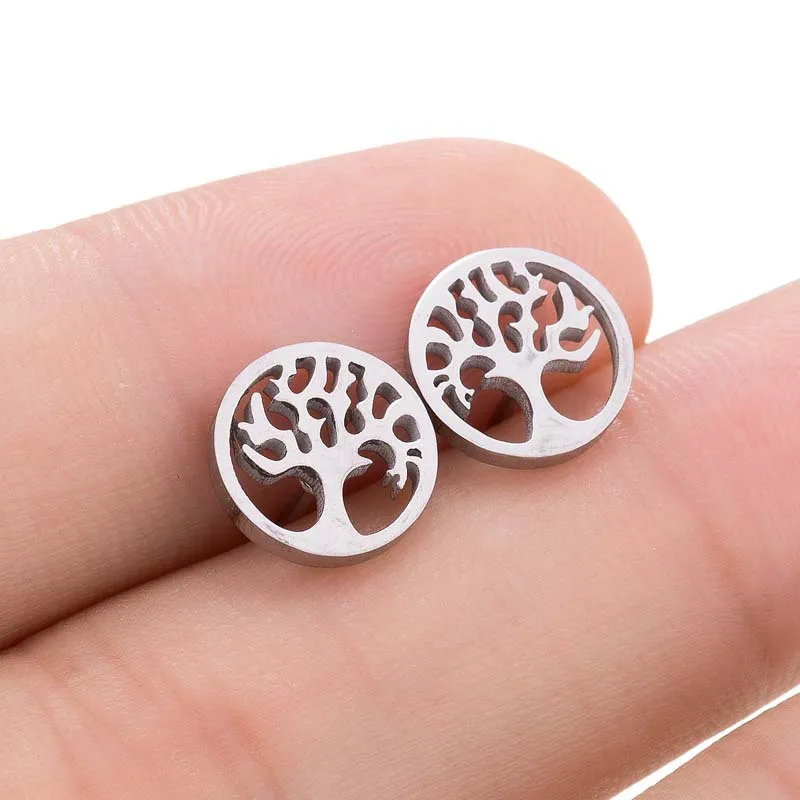 

Personality Design The Tree of Life Men Women Earring 2021 Trend Stainless Steel Gold Plated Earring Fit Men Women Party Jewelry
