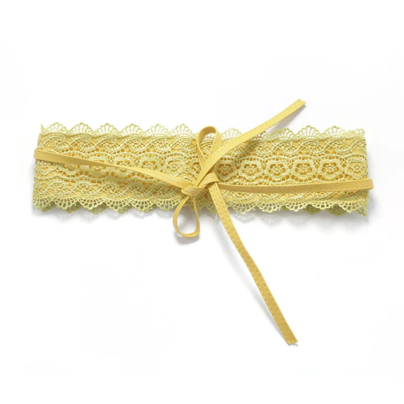 

Fashion Solid Color Faux Leather Wide Lace Tie-up Women Waistband Dress Party Waist Band Belt Sash Decor