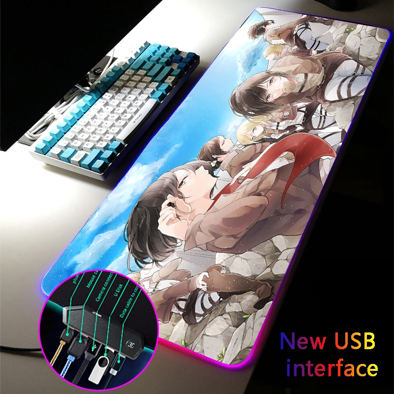 

Large RGB Mouse Pad Attack on Titan Multi-interface Dock Typec Interface Four USB Docking XXL MousePad Anime Sexy Girl Desk Mat