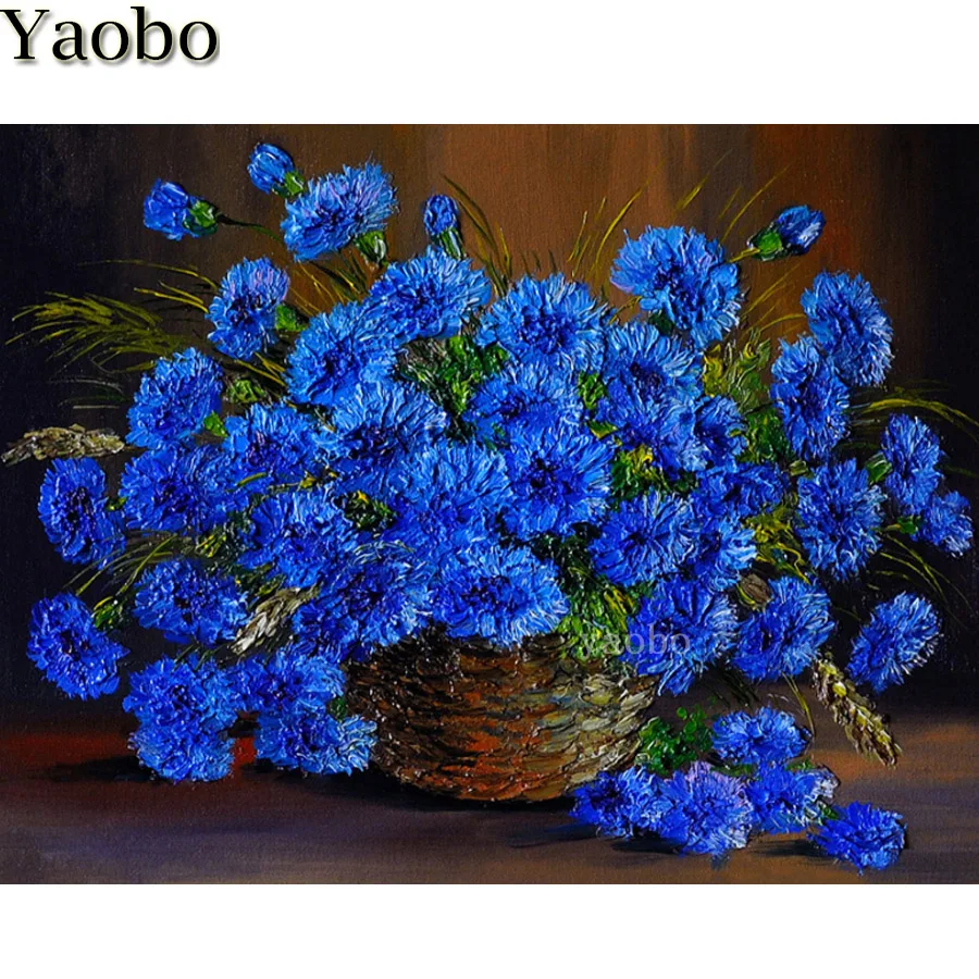 

5d алмазная живопись с изображением китайского синего василькового цветка, полная круглая квадратная вышивка, Алмазная мозаика, алмазная вышивка, иконы, украшение