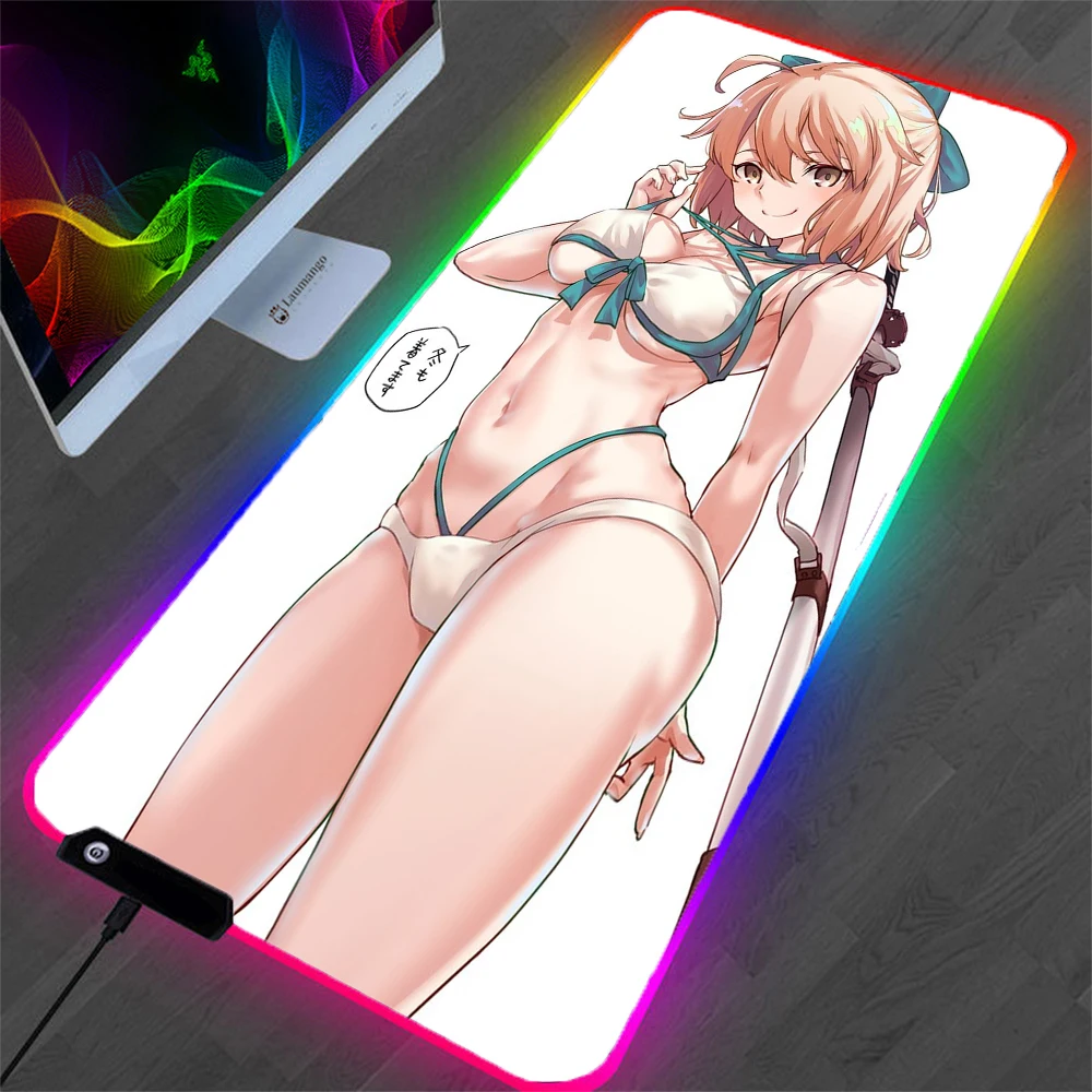

Rgb Mouse Pad Sexy Cool Girl Xxl Anime Kawaii Notebook Game Carpet Rubber Material Non-slip Mini Computer Desktop Protection Pad