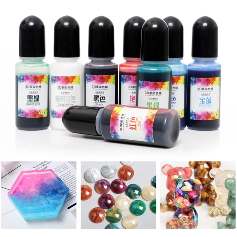 

P15F 24 Colors Epoxy Pigment Liquid Colorant Dye Ink Diffusion Resin Jewelry DIY Making Crafts