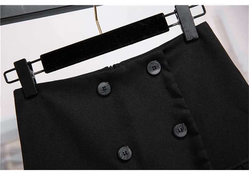 

CBAFU Single Breasted Plaid Knitted Sweater V-Neck + High Waist Pleated Mini Skirt Set Office Two Piece Set Autumn Suit F872