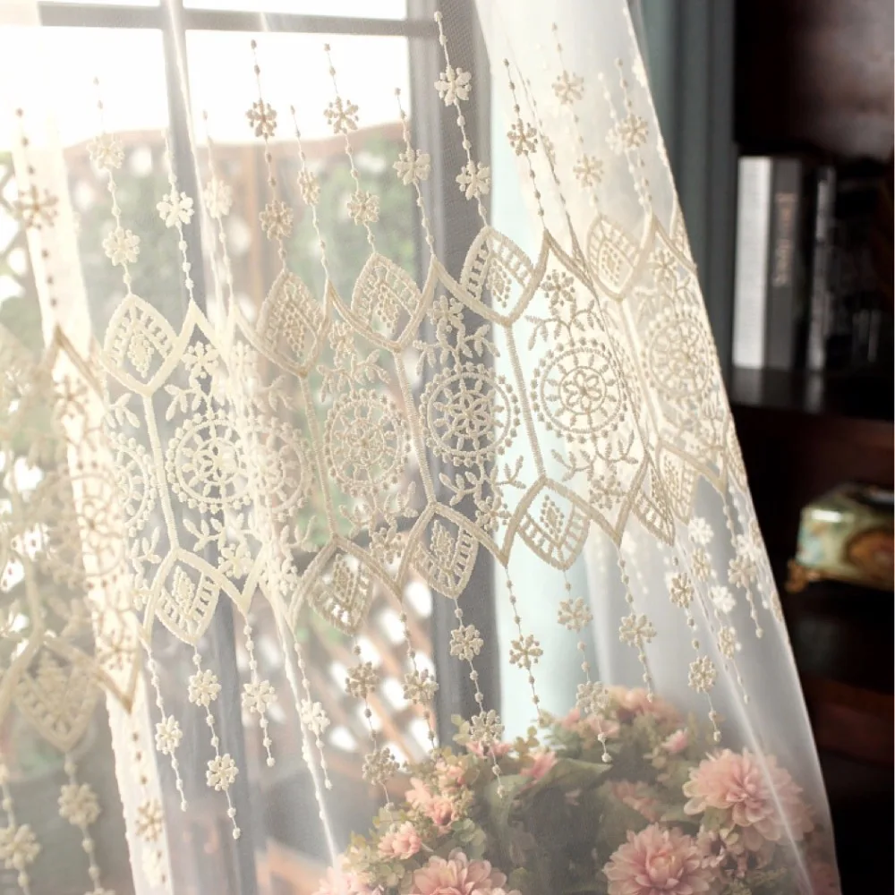 Европейские жаккардовые занавески с вышивкой из вуали для гостиной балкона