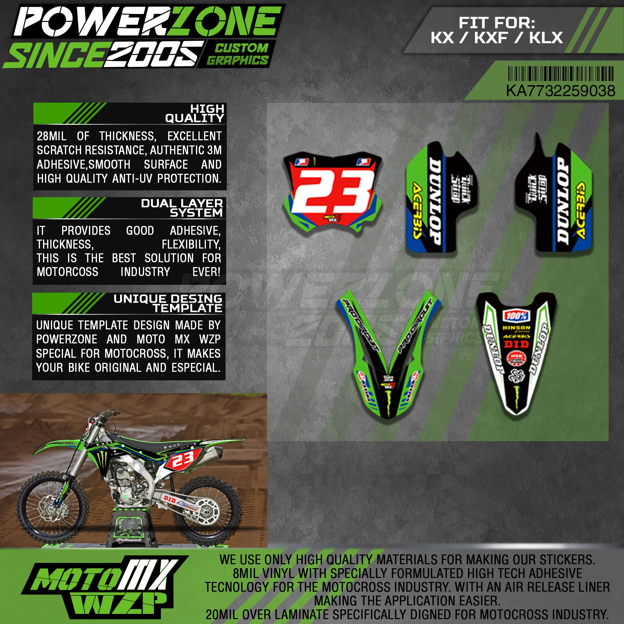 PowerZone пользовательские команды графические наклейки 3 М комплект для Kawasaki