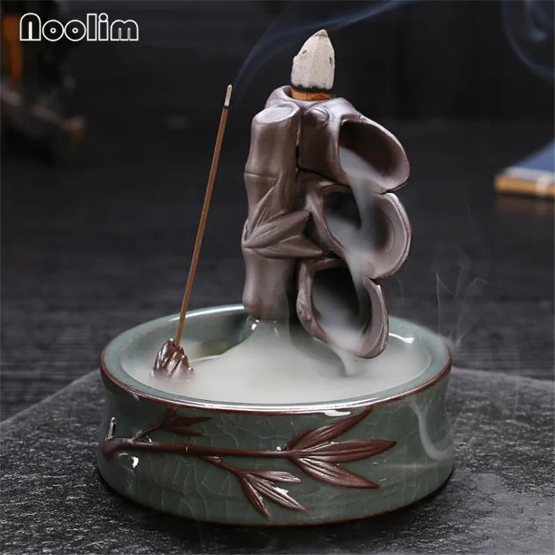 Зеленые керамические искусственные благовония в форме ракушки из бамбука | Дом и