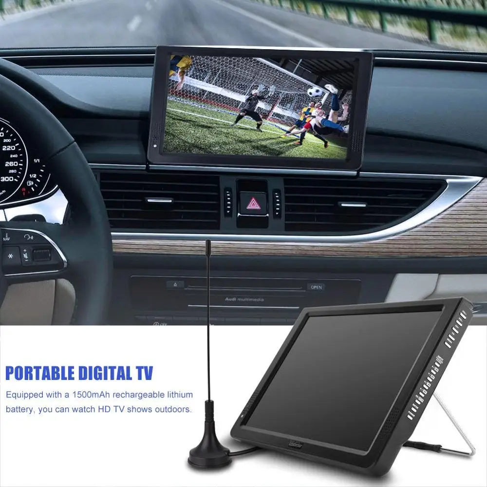 LEADSTAR 12 дюймов Портативный дома автомобиля ТВ Цвет TFT-LED DVB-T/T2 цифровой аналоговый телевизионный Поддержка 1080P видео Встроенный динамик
