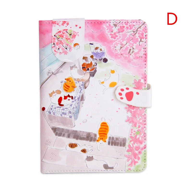 "Sakura Cat v3" Faux Leather Journal Diary Cute Journal Study Notebook Notepad Beautiful Stationery Gift