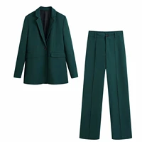 2021 new women 2 piece set suit blazer and trousers elegant high fashion vintage chic lady woman outfit blazer set pants suits