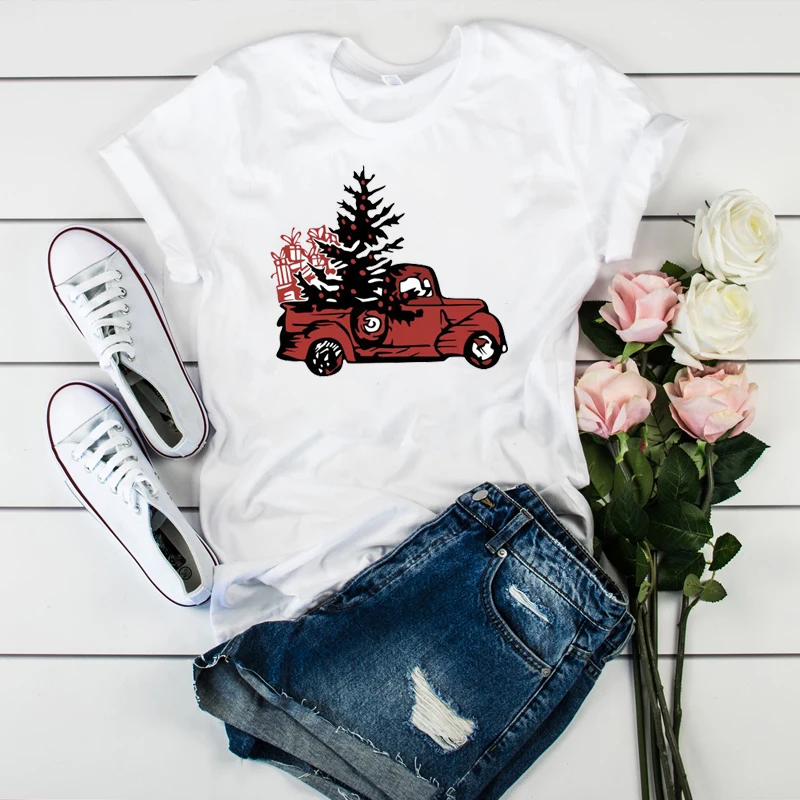 Женская футболка с мультяшным принтом елка|Футболки| |