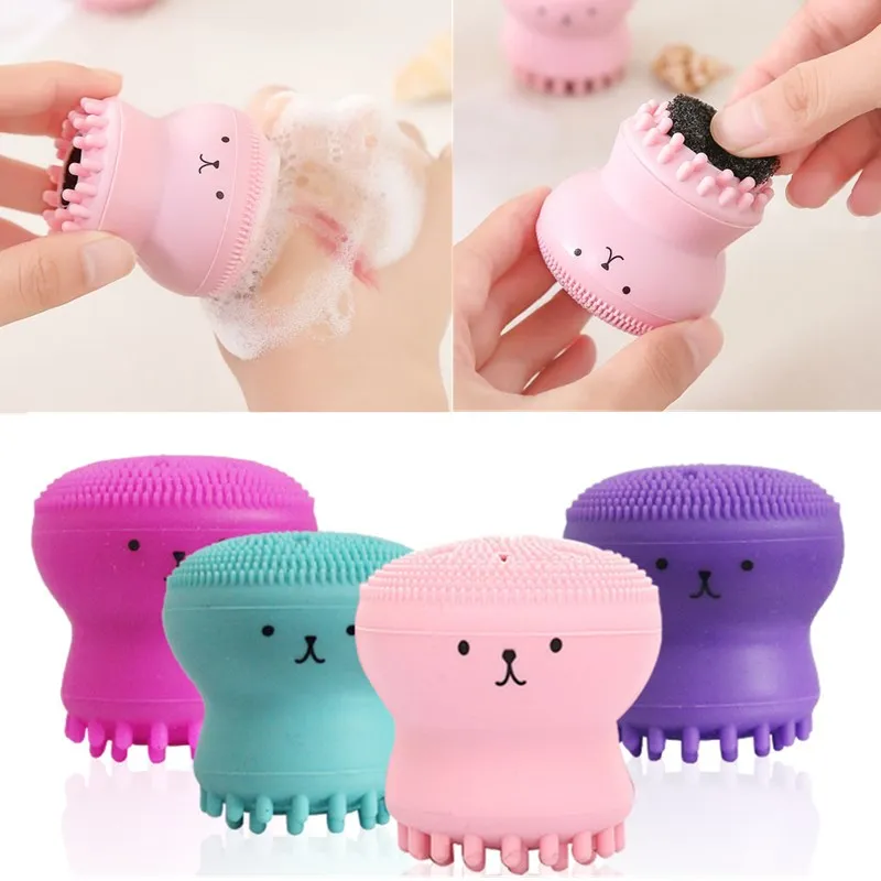 Маленькая щетка Осьминог для мытья лица очищающее средство силиконовая глубокое