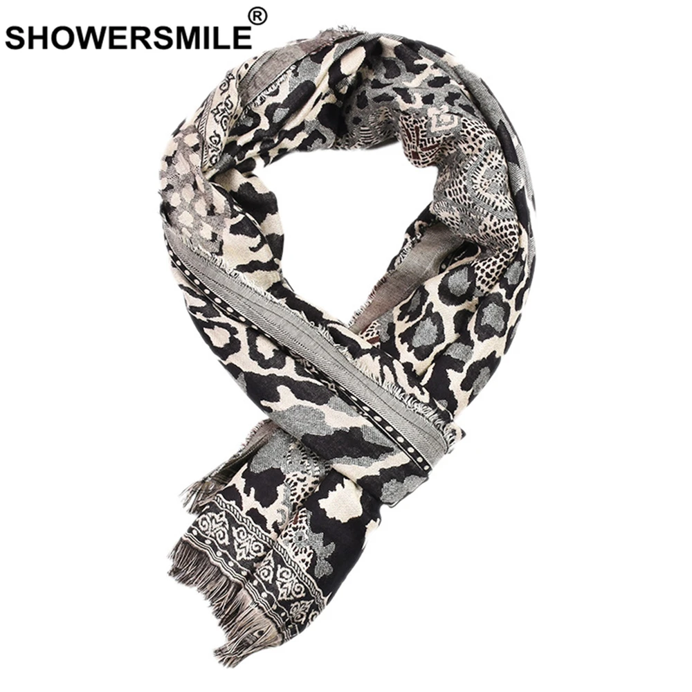 Шарф мужской зимний с леопардовым принтом 195 х65 см |