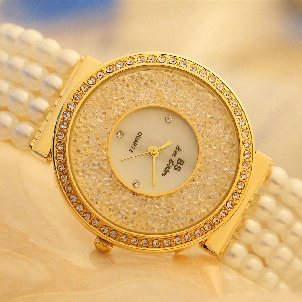 

Luxury Diamond Watch Women Watches Luxury Brand 18K Gold Watch Fashion Lady Crystal Watch Female Pearl Quartz Wristwatches 2019