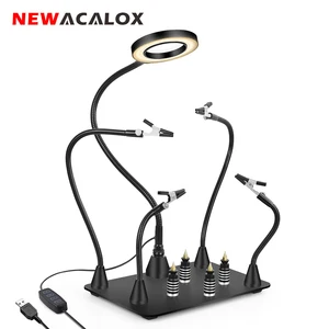newacalox third pana hand hot air gun frame pcb board holder heat gun stand helping hands soldering tool 3x led magnifying glass free global shipping