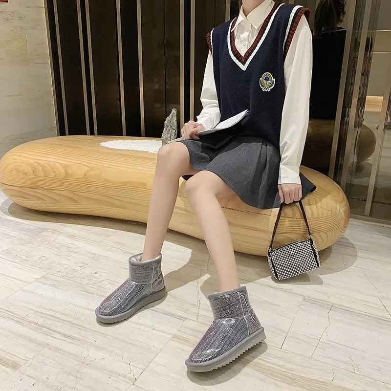 Женские сапоги из ПВХ водонепроницаемые повседневные осенне-зимние теплые