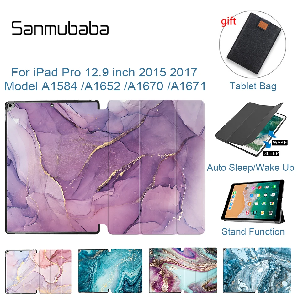 Чехол Sanmubaba из искусственной кожи для iPad Pro 12 9 дюйма 2015 2017 трехскладной откидной с
