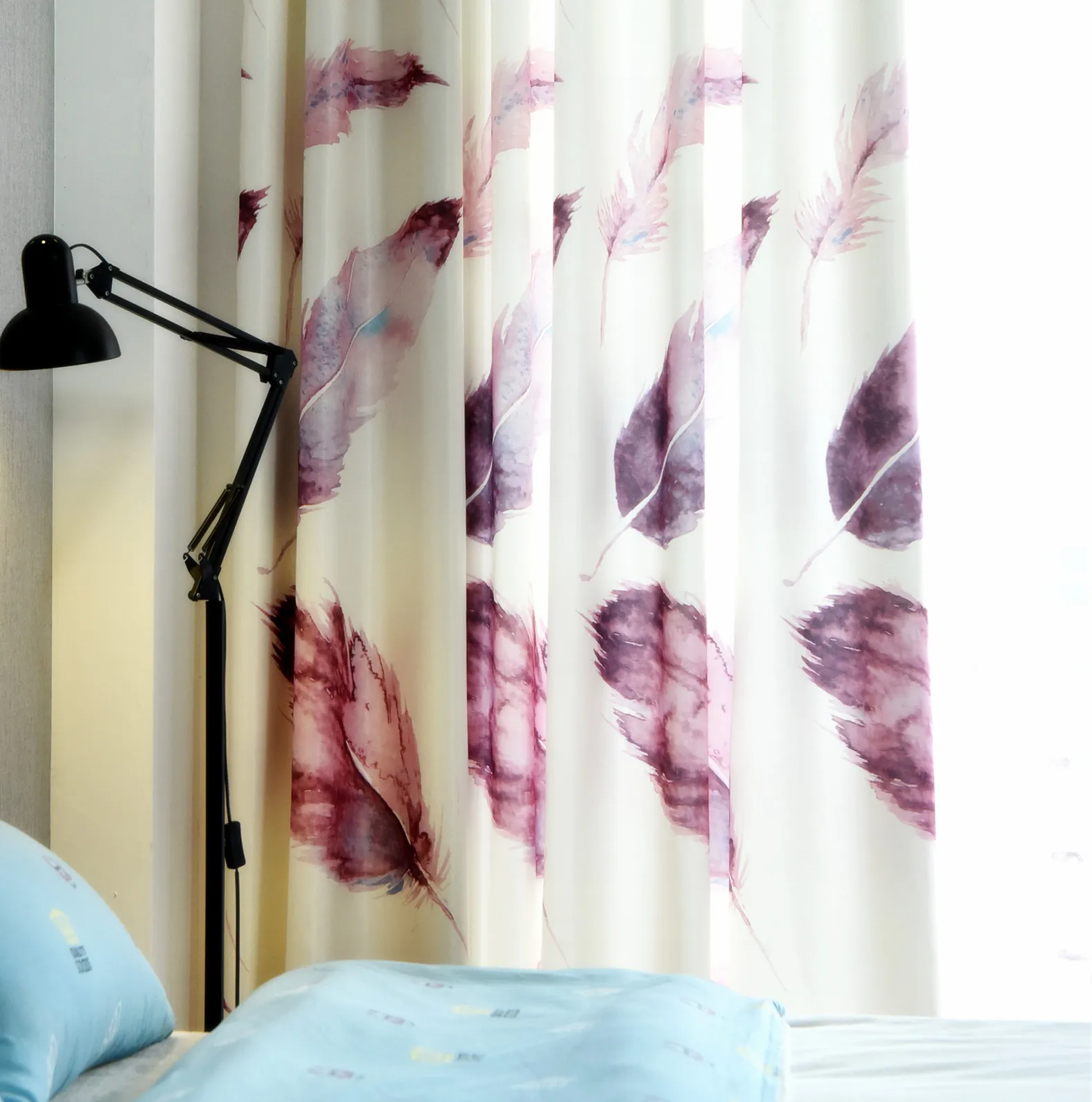 Современный простой занавес с серым пером европейская гостиная спальня пол окно