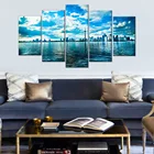 Картина на холсте, настенные художественные принты, 5 шт., картины Торонто, горизонт, озеро, голубое небо, башня, морской пейзаж, постер, декор для гостиной без рамки