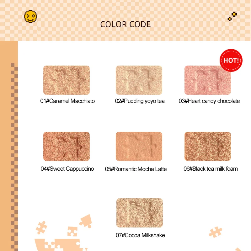 Пудра Хайлайтер для контурного макияжа 7 цветов|Бронзеры и хайлайтеры| |