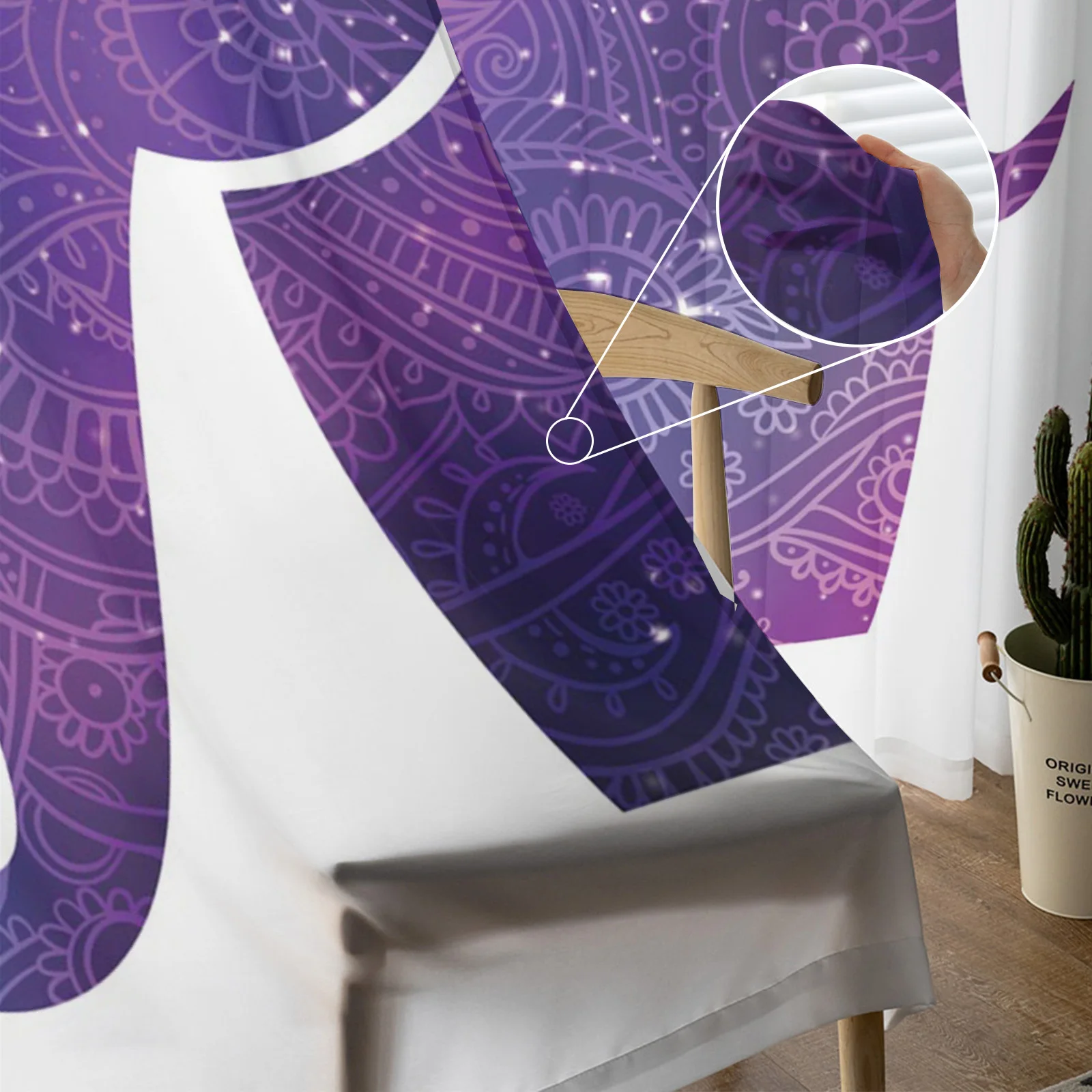 

Purple Animal Elephant Sheer Curtains for Living Room Bedroom Window Treatment Kitchen Chiffon Curtain