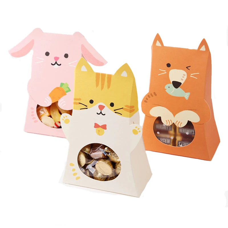 2 шт./лот бумажная коробка для печенья и конфет в виде животных вечеринки