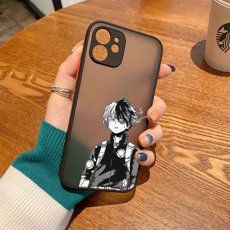 

Japan Anime My Hero Academia Phone Case matte transparent black For iPhone 7 8 x xs xr 11 12 pro plus mini max Clear Funda