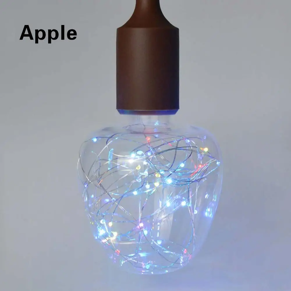 RGB/теплый белый медный светодиодный светильник, праздничный свет для Нового года, Рождественское украшение для дома, сказочные лампы, лампа для внутреннего ночного освещения - Испускаемый цвет: Apple-colorful