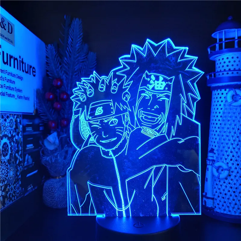 Naruto Uzumaki Jiraiya 3D Night Lights Anime LED Visual Lamp Decor Home Shippuden Xmas Gift Touch Sensor Lighting Illusion Lamp