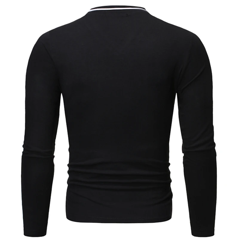 2019 осенняя и зимняя новая мужская Тонкая футболка с v образным вырезом длинными