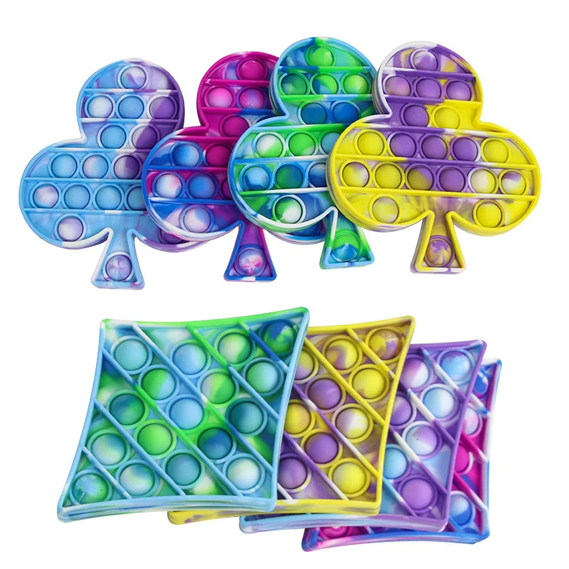 

Pop It Silicone Poker Shaped Poppit Fidget Toy Bubble Simple Dimple Fidget Toys Pack Popite Simpl Dimmer Antistress Gift