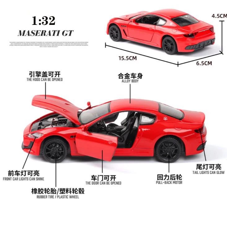 New 1:32 Maserati GT Alloy Car Model Diecasts &amp Toy Vehicles Cars Educational Metal Toys For Children Gifts Boy | Игрушки и хобби