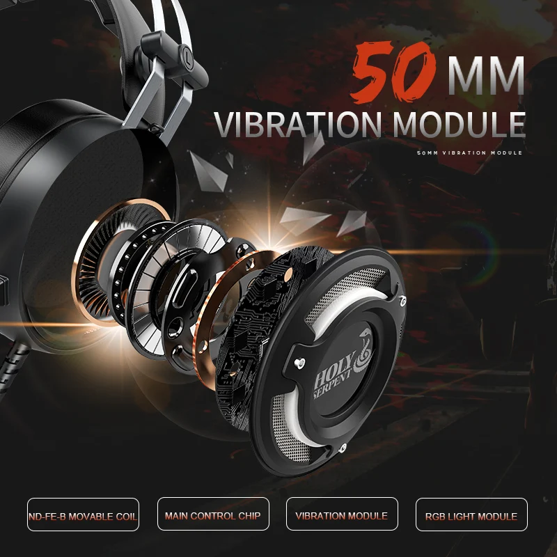 HOLY SERPENT X3 Игровые наушники Проводная гарнитура с микрофоном для компьютера