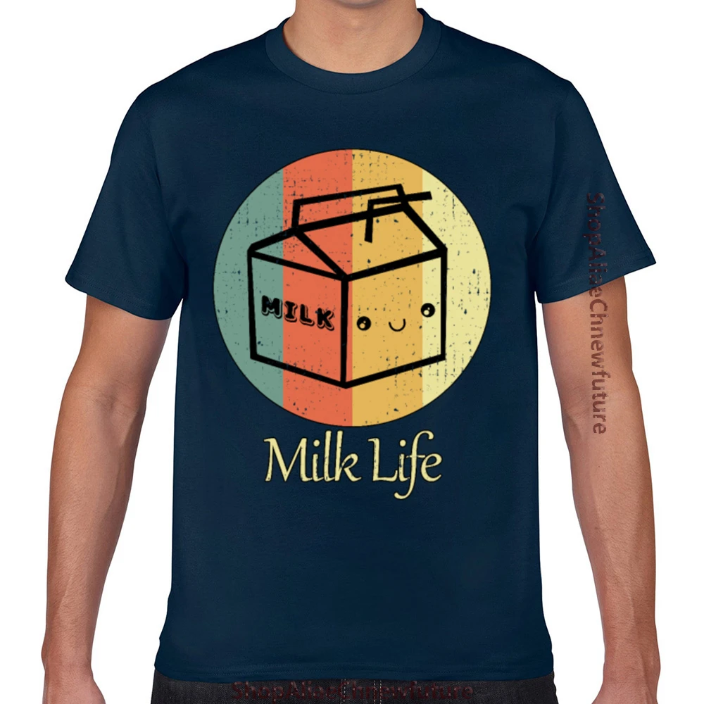 Топы Футболка Для мужчин японский из под молока рубашка Kawaii с изображением в