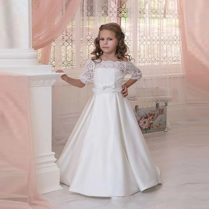 Picture style Роскошные платья с цветочным узором для девочек; модная одежда из тюля с длинными рукавами и кружевной аппликацией для девочек; праздничное платье принцессы для первого причастия - Цвет: Picture style