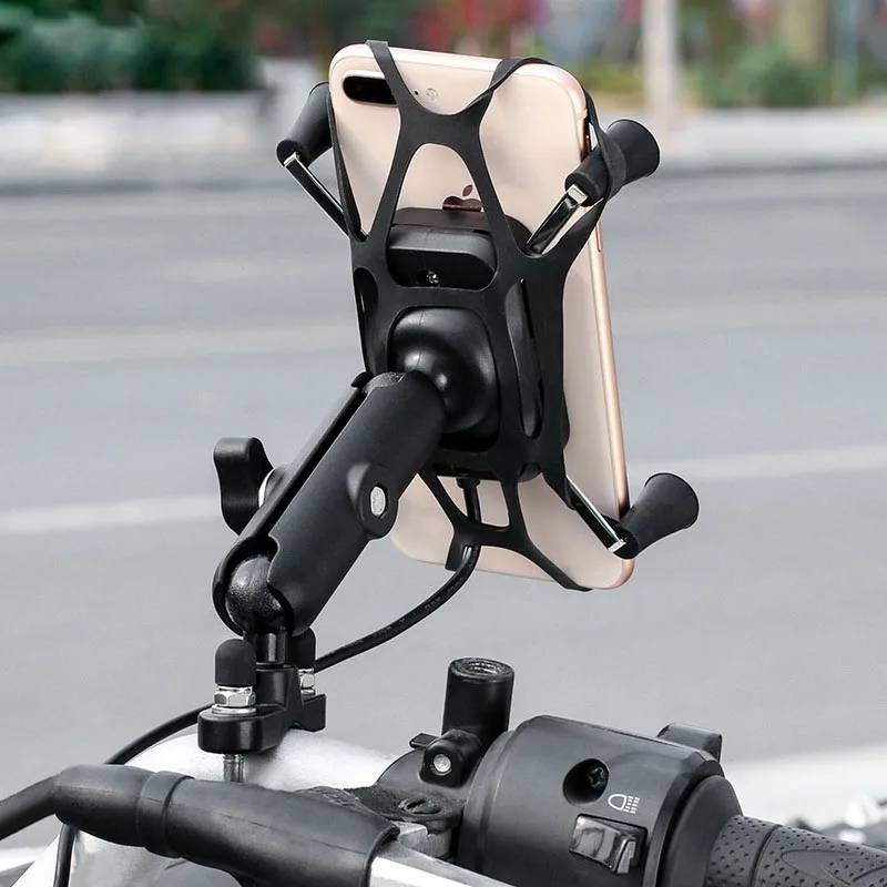 motorcycle handlebar aluminuma alloy grip cell phone mount holder with wireless charger for 4 6 5 inch mobile phones free global shipping