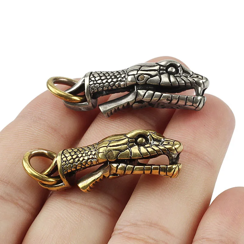 Латунь Змея брелок с головой Медь змеиная кожа Пряжка инструмент для наружных