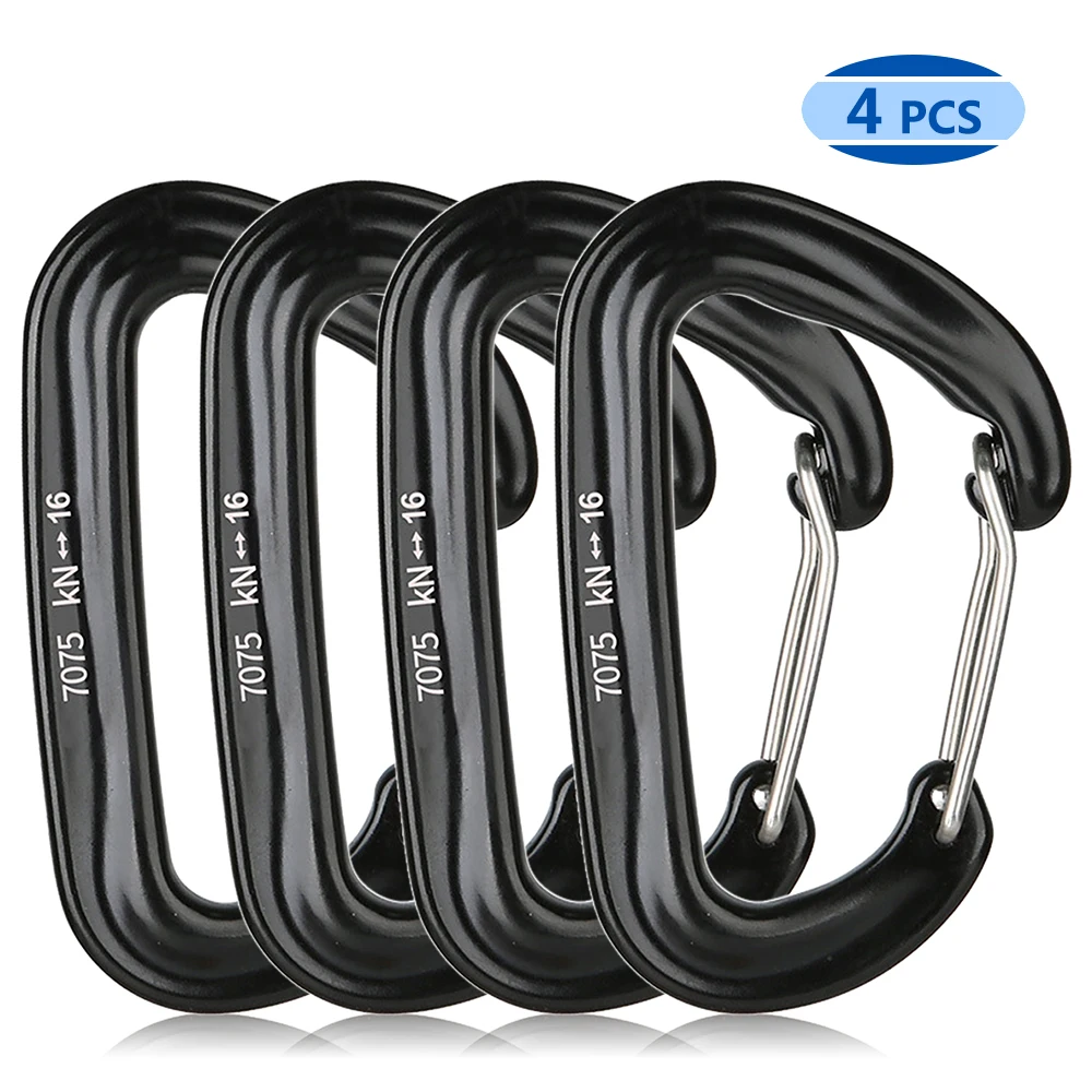 set 4 Профессиональный Карабин D формы 16KN/3527lbs Heavy Dut Carbiner крючки для скалолазания безопасности фиксаторы наружное защитное оборудование - Цвет: set 4