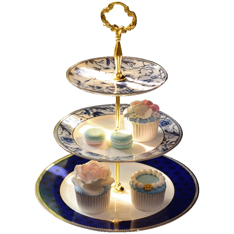 

TT European-Style Double Deck Fruit Plate Living Room Creative Three-Layer Cake Stand Dessert Sugar Dried Fruit Tray
