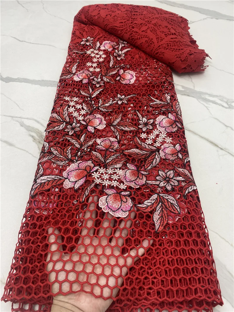 

PGC African Milk Silk Lace Fabric 2022 High Quality Guipure Cord Lace French Nigerian Lace Fabrics For Wedding Sewing LY199-6