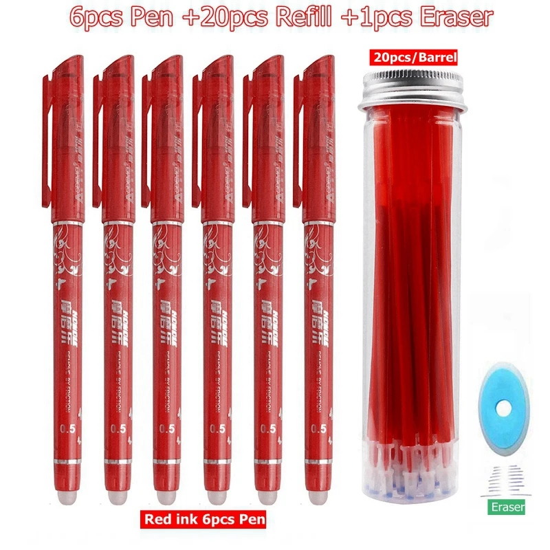 R-27pc-Set-Red ink 27 шт./компл. со стирающимися чернилами гелевая ручка синие чернила 0,5 мм моющиеся ручка милые ручки пополнения стержни для школы ручка пишущие инструменты симпатичные канцелярские принадлежности - Цвет: R-27pc-Set-Red ink