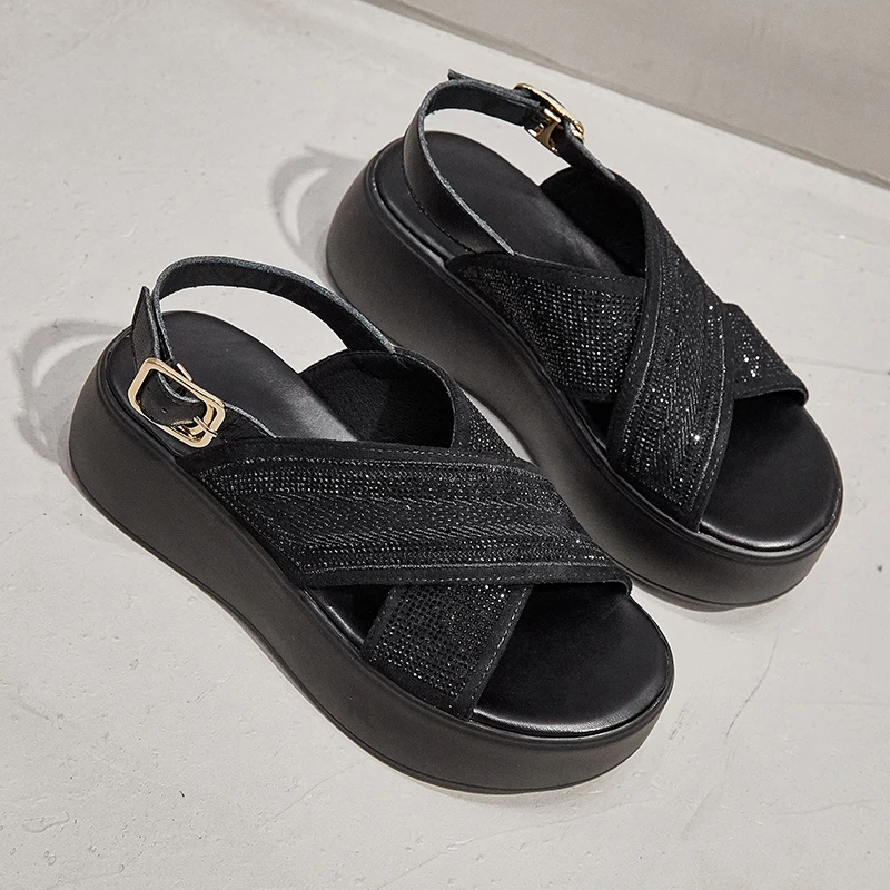 

2021Summer new shoes ladies flat sandals ladies leather casual toe chunky beach sandals ladies shoes