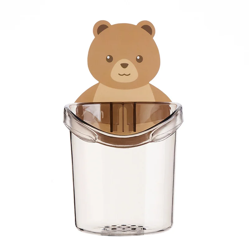 

Creative Bear Holding The Storage Cup Punch-free Bathroom Wall Shelf Comb Storage Box Toothbrush Storage Rack