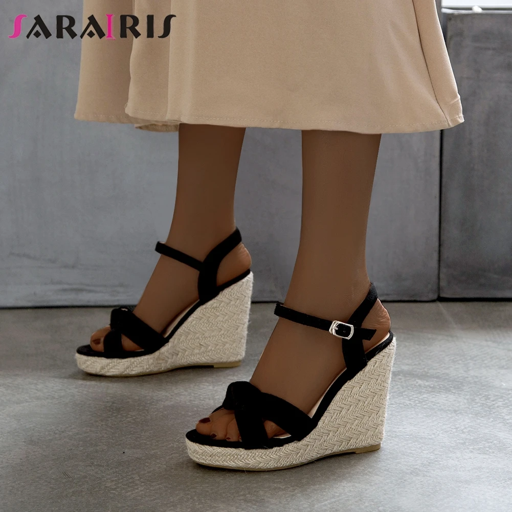 SARAIRIS/милые сандалии для свидания модные летние на очень высокой танкетке женские