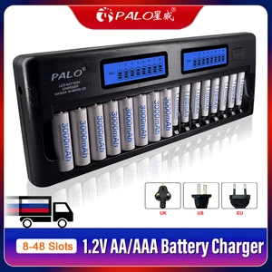 8 48 slots fast smart charger lcd display intelligent aa aaa battery charger for 1 2v aa aaa ni mh nicd rechargeable battery free global shipping