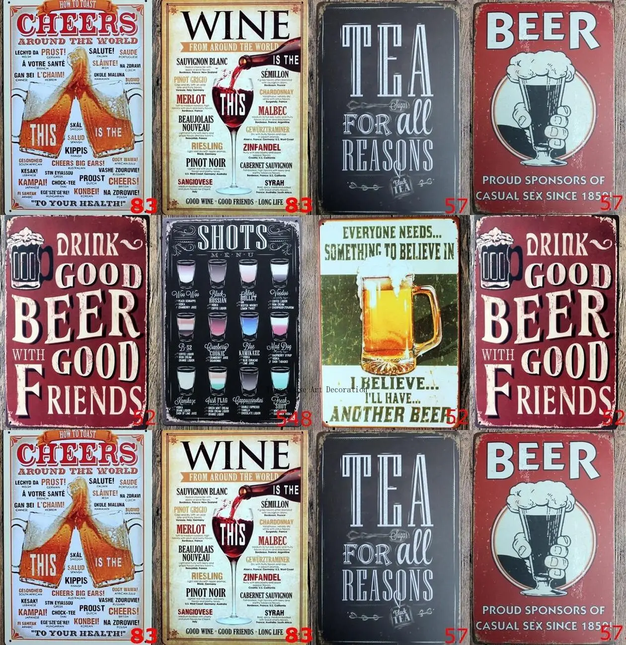 

Vintage Metal Tin Signs Wine Beer Cheers Retro Plaque Wall Decor Plate Coffee Metal Poster Pub Metal Plate Shop Garage Decor