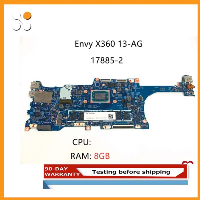 

For HP Envy X360 HP 13-AG Laptop motherboard With Ryzen R5 2500 CPU + 8GB RAM L19574-601 17885-2 448.0EC05.0021 100% Test OK