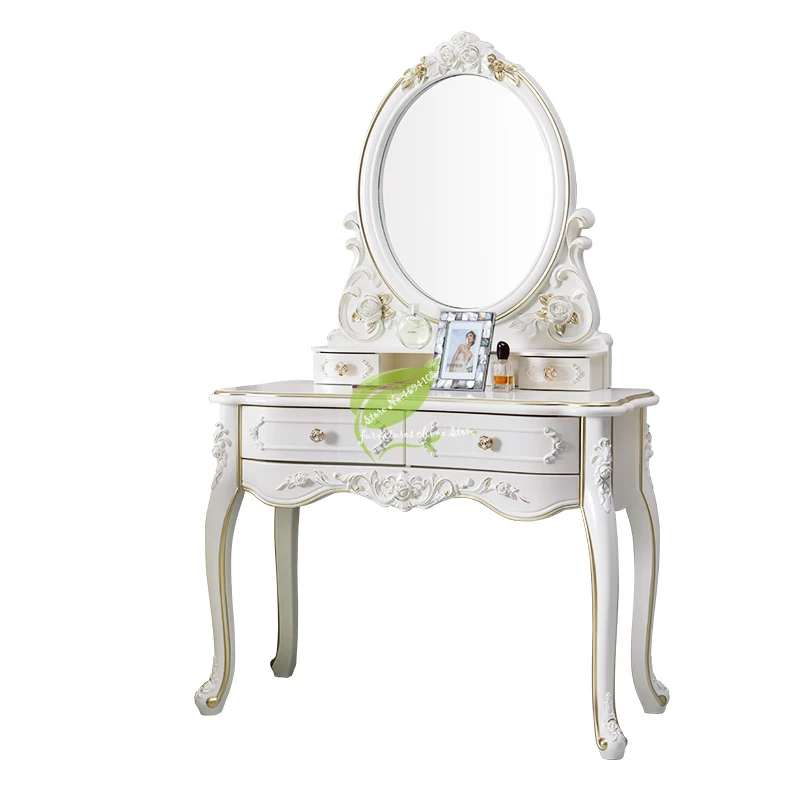 Современный минималистский туалетный столик для спальни резной с зеркалом